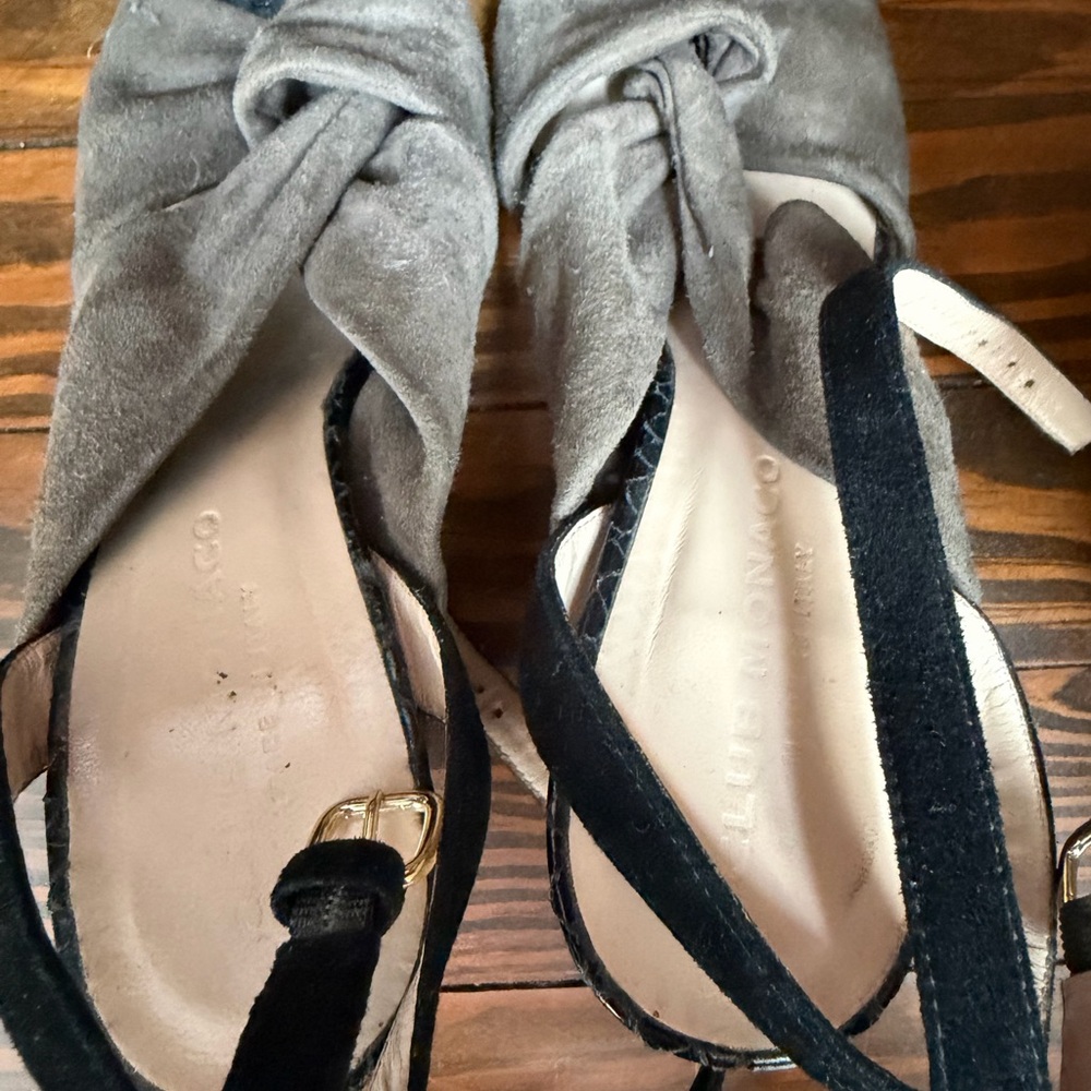 Club Monaco Gray Knotted Suede Sandals- Size 7